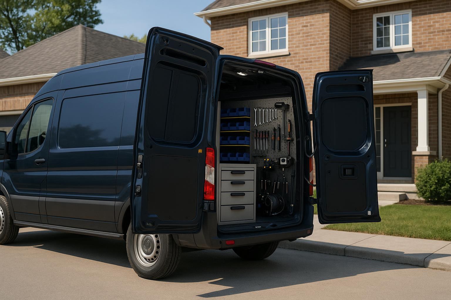 Fully-stocked mobile mechanic service van